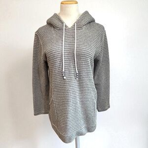 J Jill Fit French Terry Sherpa Hood Blue Water Hoodie Sweatshirt Top M
